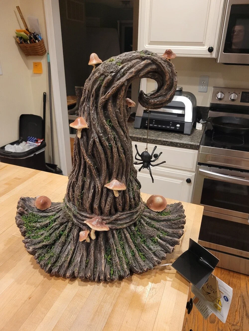 NEW Halloween Whimsical Mushroom Wood Witch Tree Hat Accent with LED Lights